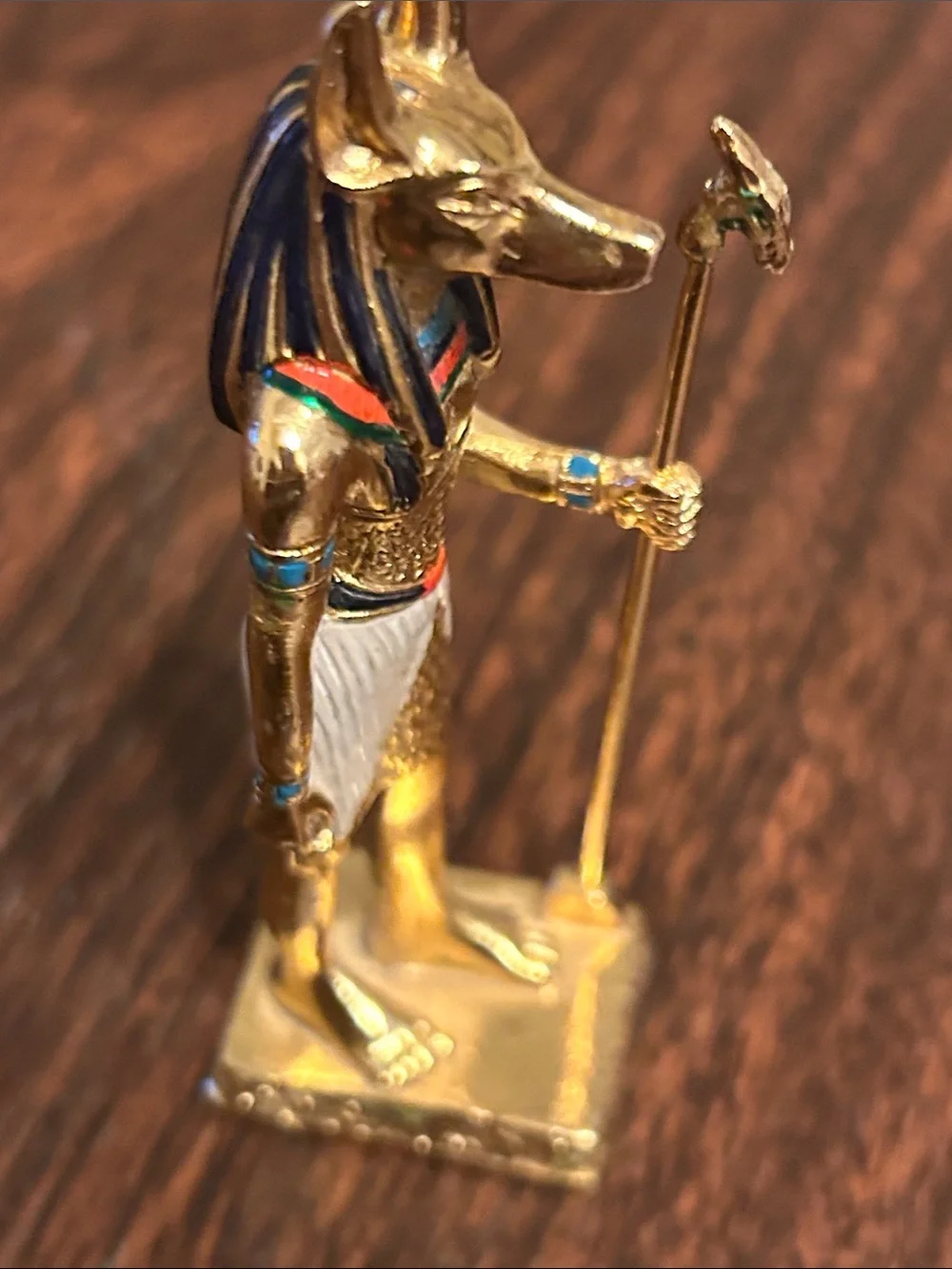 Egyptian Brass 3.5” Statue God Anubis made in Egypt.